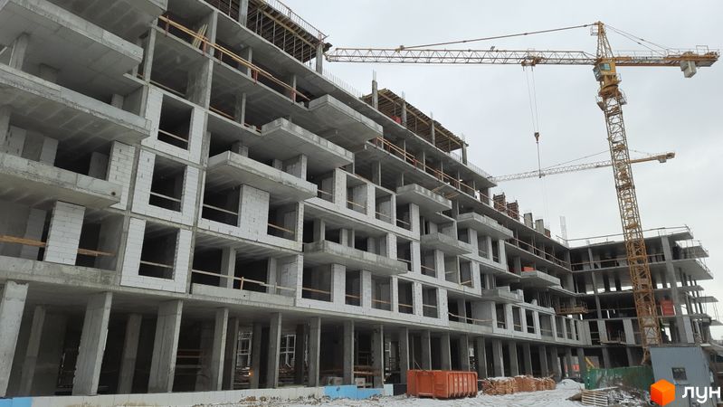 Ход строительства ЖК Файна Таун, 9 очередь (дом 03701-03705), январь 2022