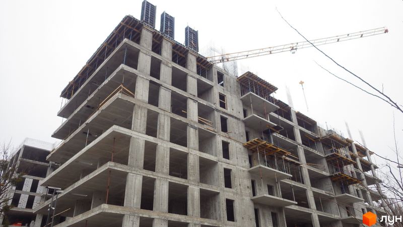 Хід будівництва ЖК Урбаніст, 1 будинок (секція 1), лютий 2022